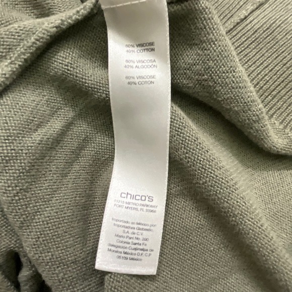 Chicos Women's Sleeveless Top Cowl Neck Olive Green Knit Tank Blouse‎ Size 3 - Picture 6 of 6